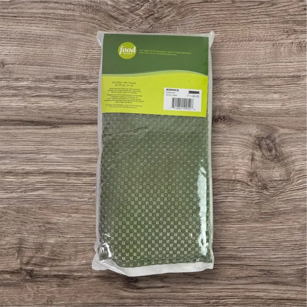 Food Network Set 4 New Open Package Green Terrine Textured Cotton Poly Napkins